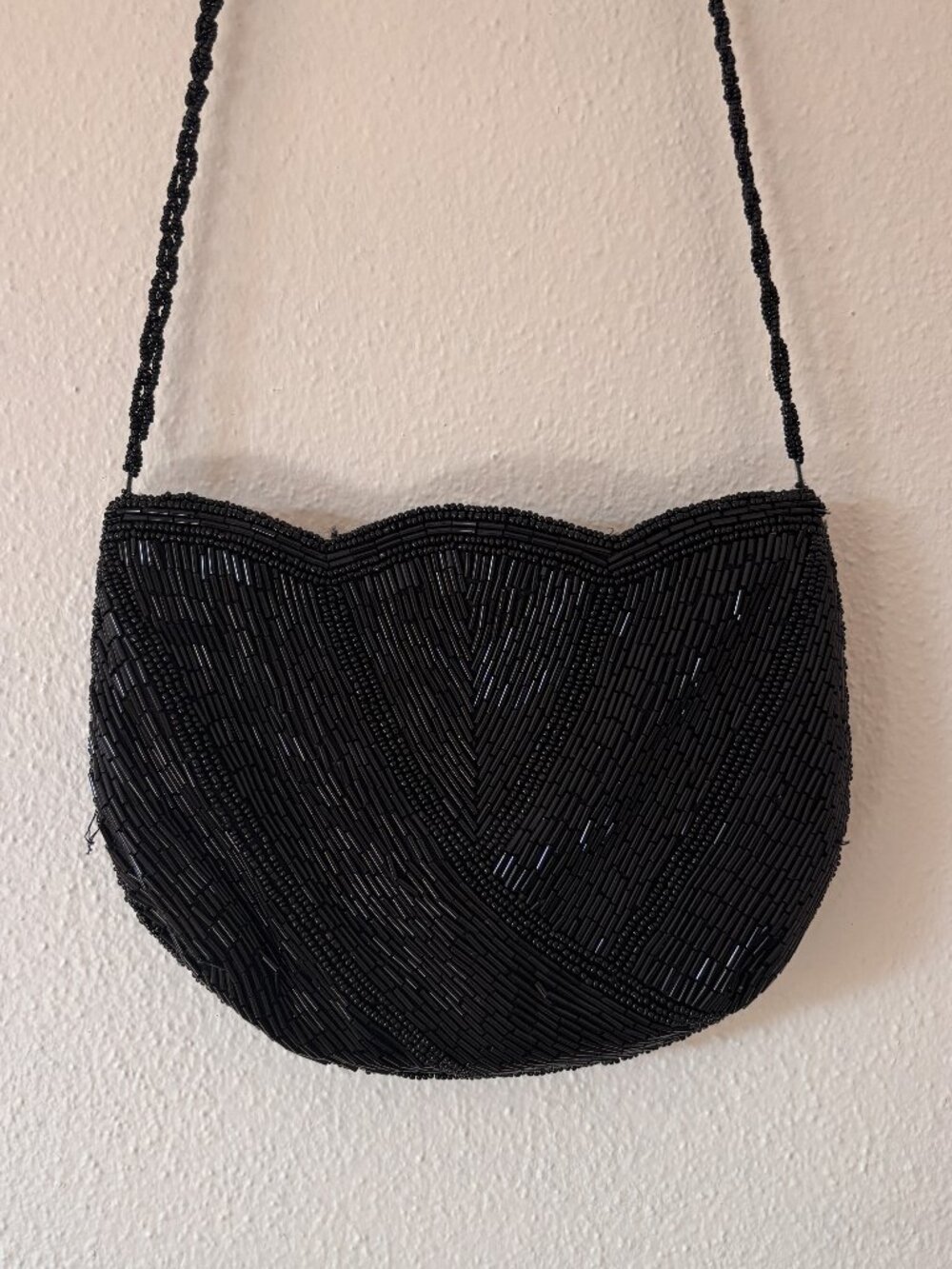 Vintage Black beaded crossbody clutch